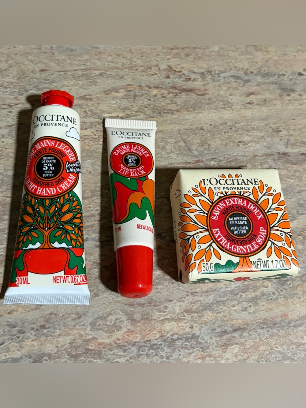 L'OCCITANE Shea Butter Limited Edition Lip Balm, Hand Cream, and Bar Soap Set